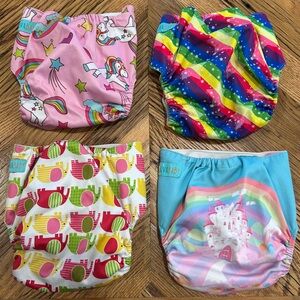 Alvababy Cloth‎ Diaper Covers Lot Unicorn, Rainbow, Elephant, Candy Castle OS